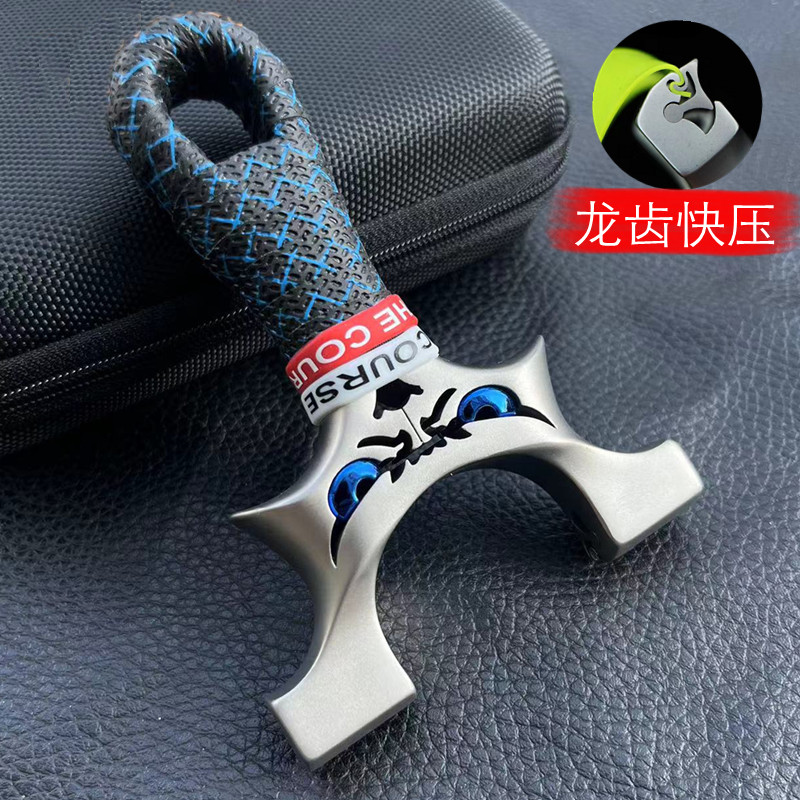 440c不锈钢龙齿恶魔四代8020 9025暗扣快压竞技强力扁皮弹弓玩具