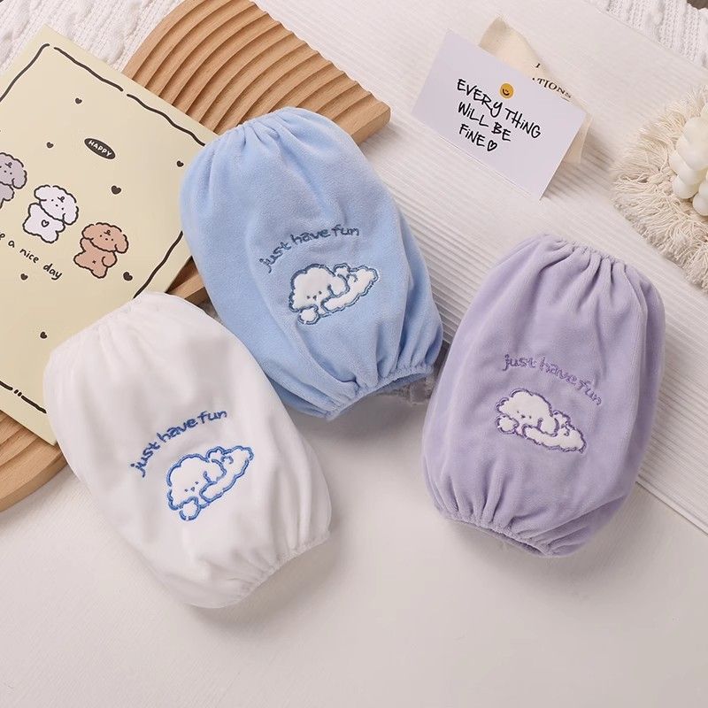 卡通刺绣袖套女秋冬短款羽绒服防污护袖学生干活上班儿童套袖可爱