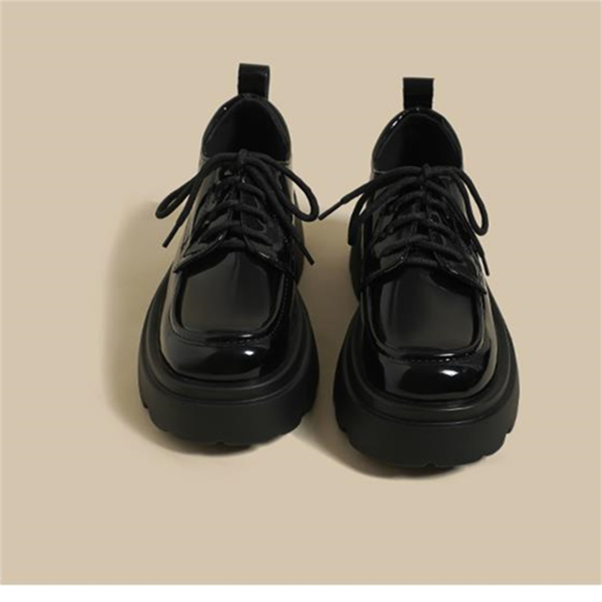 乐福鞋女2025春季新款黑色单鞋系带小个子增高英伦厚底小皮鞋