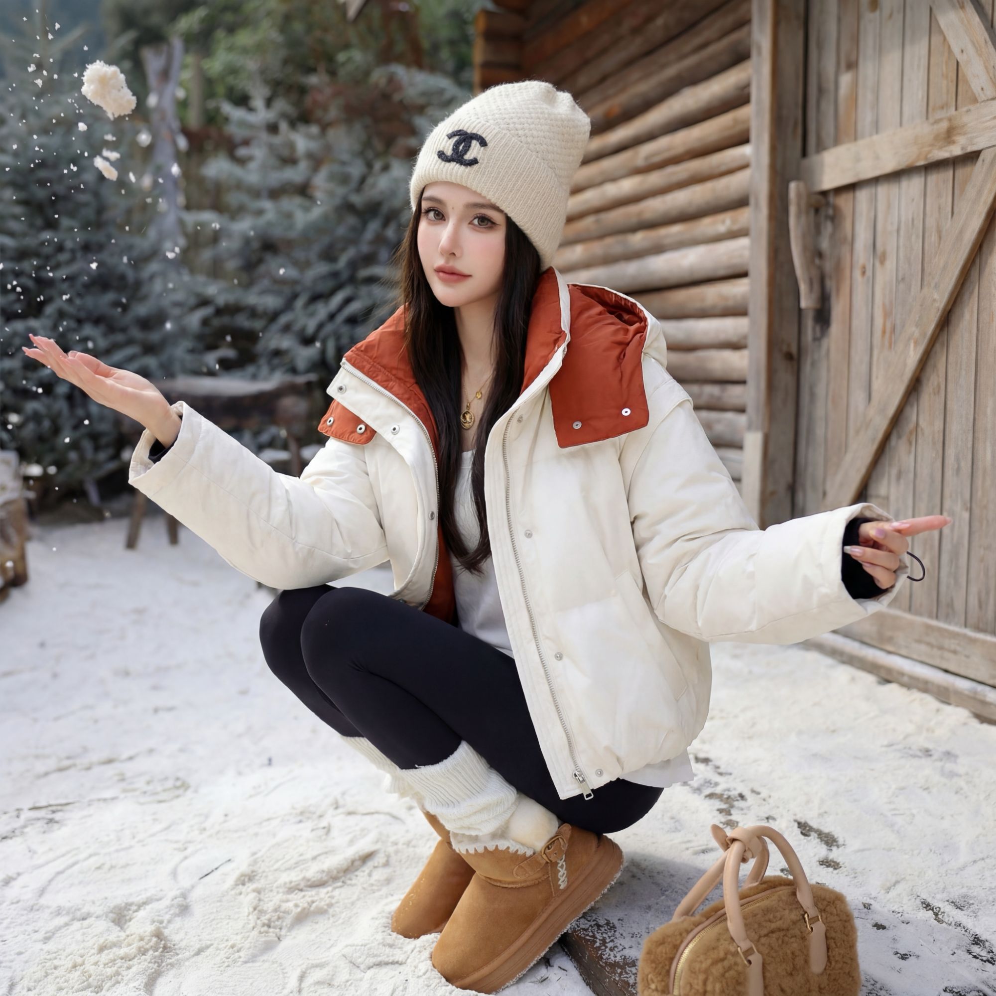 FANRUI/泛芮「撞色简韵」白鸭绒保暖加厚冲锋衣羽绒服外套B18978