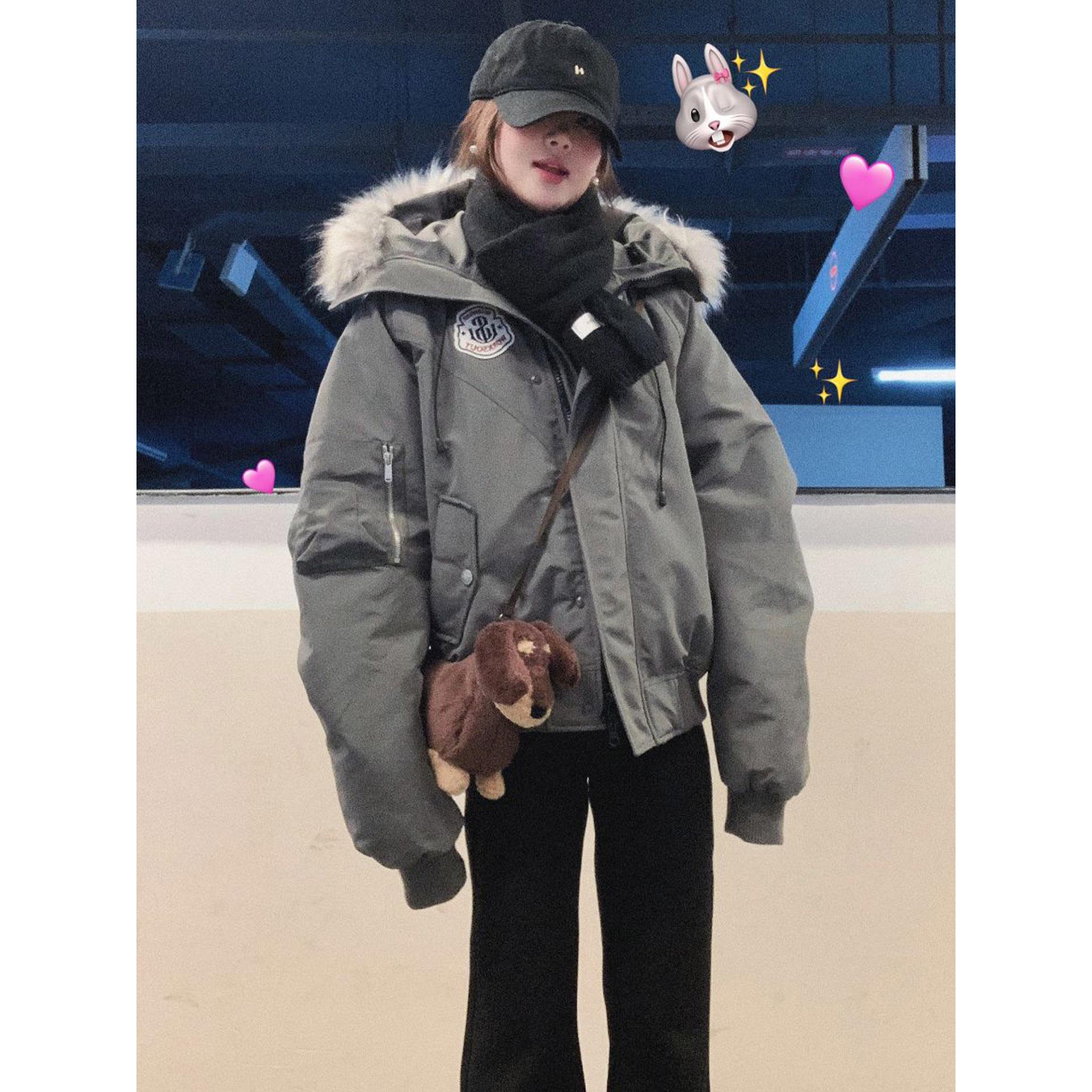 工装派克棉服女2025冬季加厚新款爆款美式覆古大毛领衣袄