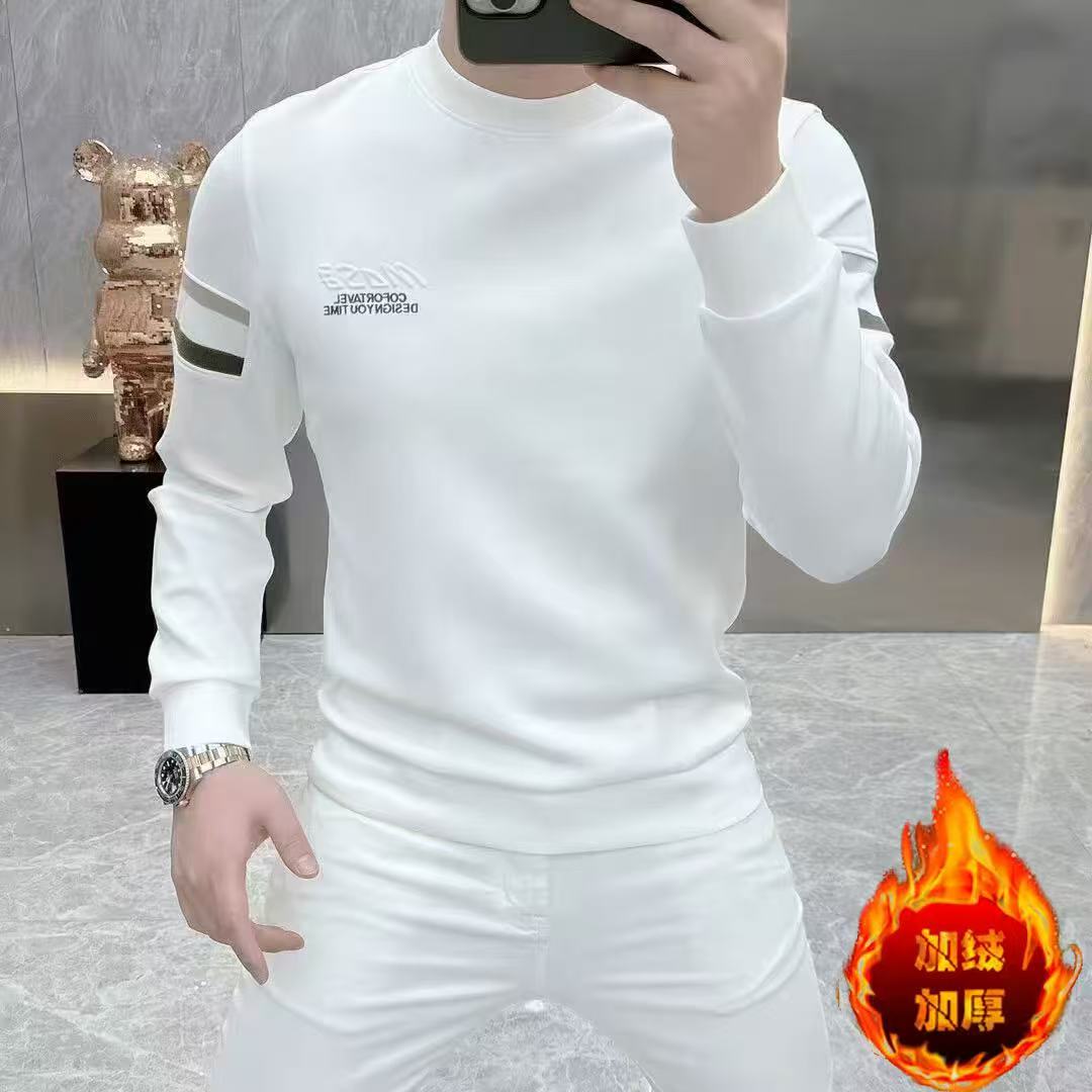欧货轻奢高品质秋冬款长袖卫衣简约印花男士休闲圆领打底衫6606