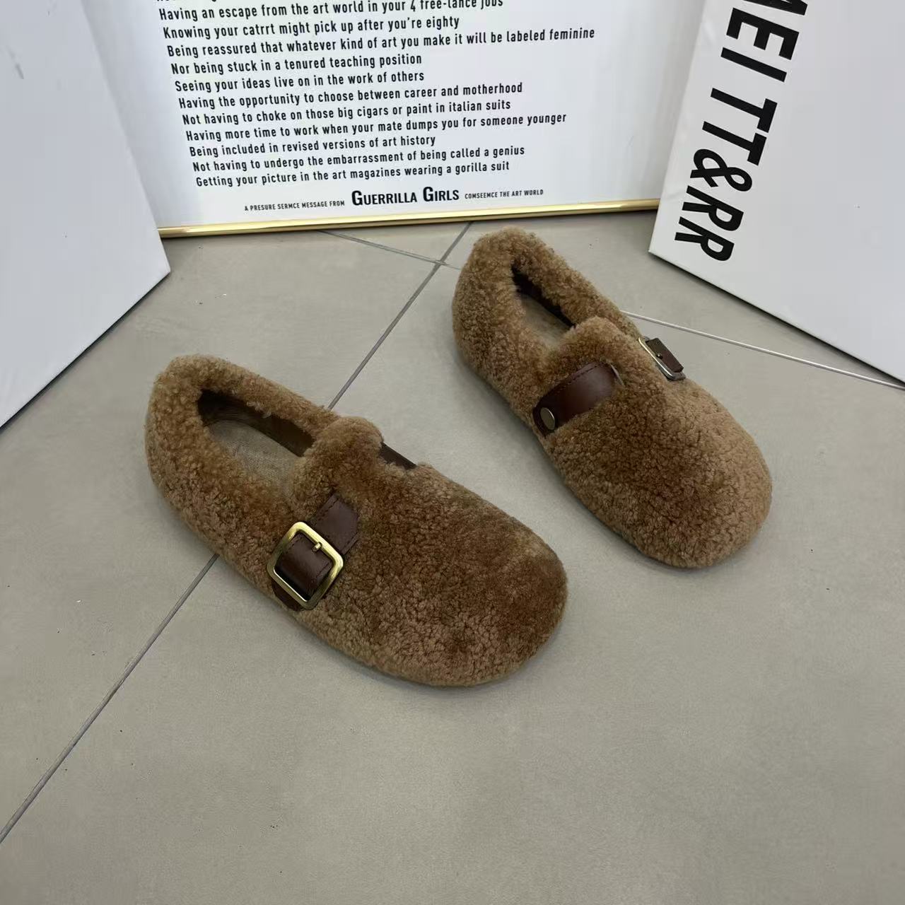 毛毛鞋女外穿加绒真羊毛豆豆鞋2025今年流行鞋子瓢鞋百搭懒人鞋女