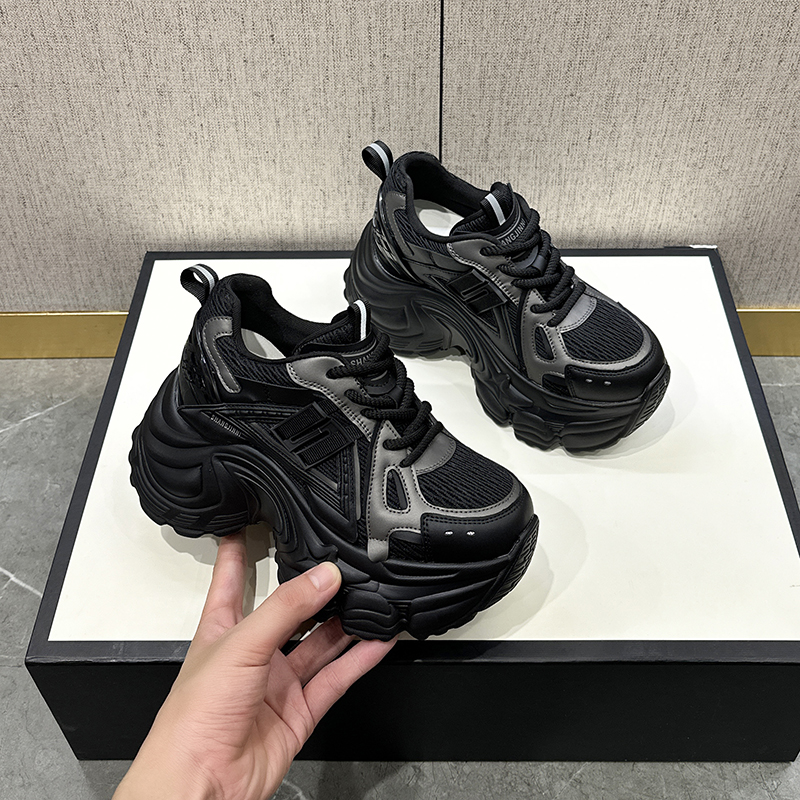 9cm增高小个子厚底老爹鞋女2025秋季新款透气松糕运动鞋女显脚小