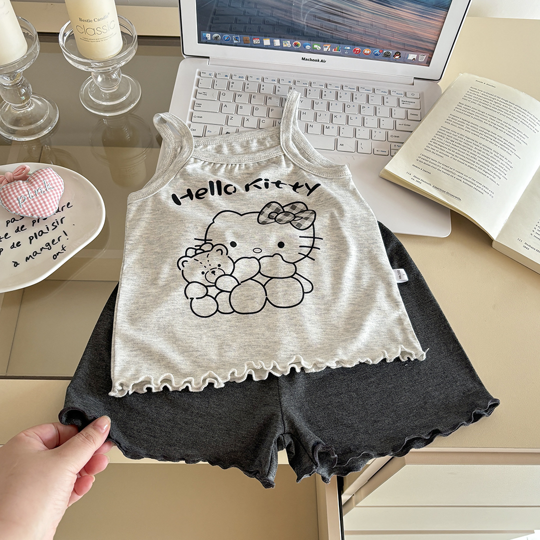 女童吊带新款韩系洋气百搭花边背心女宝宝夏季亲肤时髦无袖穿搭