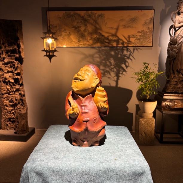 烟斗元宝小财主地主老财家居装饰小摆件香樟木