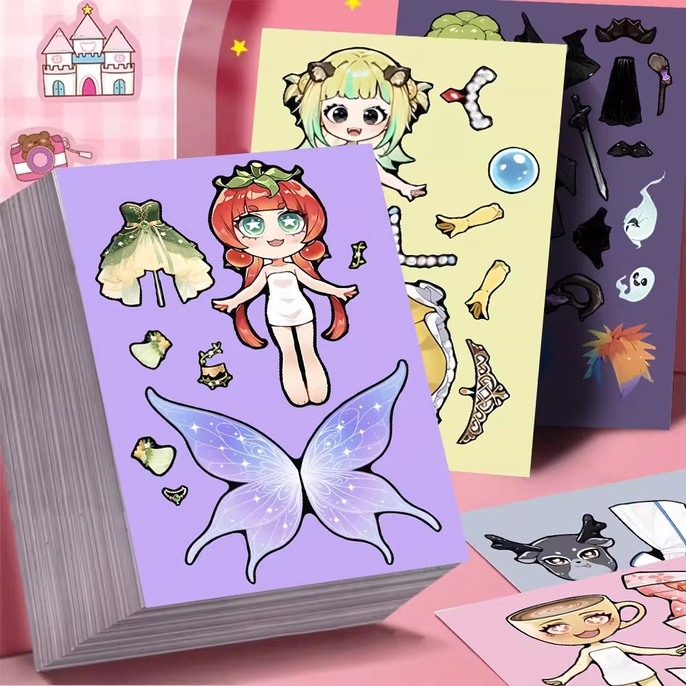 【山海经精灵公主】新款外国卡通精美换装拼贴手工益智儿童玩具粘贴