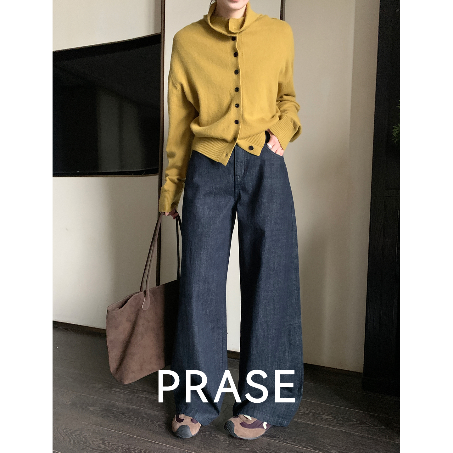 PRASE·噜【赤耳牛仔】100棉高腰直筒复古显瘦赤耳牛仔裤PR508C70