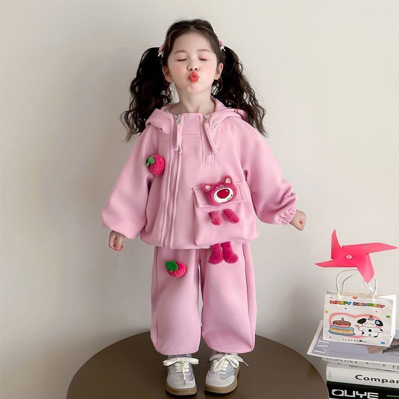 女童库洛米网红套装新款草莓熊春秋款洋气儿童休闲童装一整套