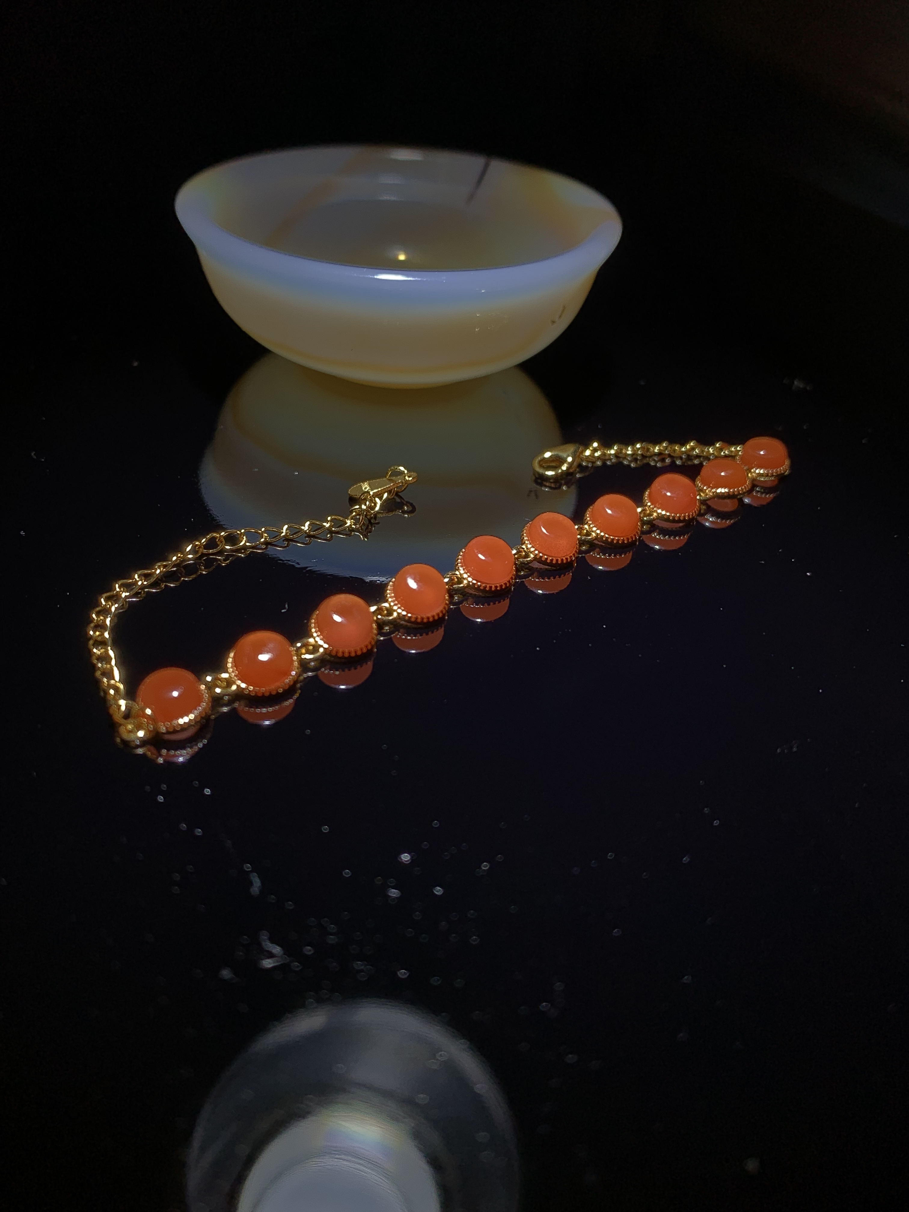 南红保山冰红女款镶嵌手链气质百搭红色手工时尚复古古风小众简约