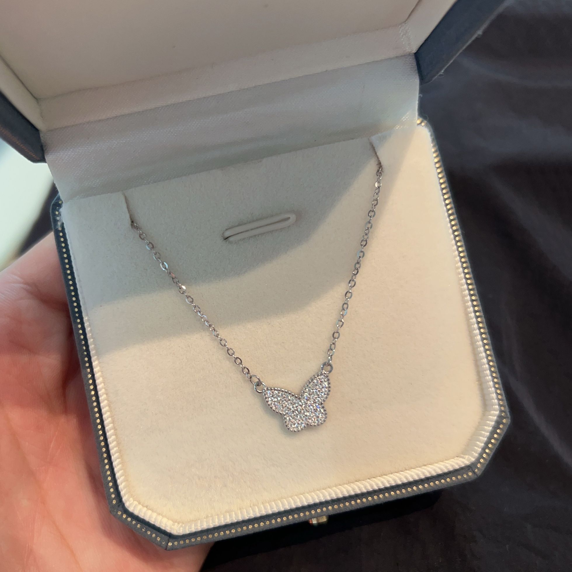 坠链均925银 镶钻蝴蝶项链女款轻奢小众气质锁骨链送女友闺蜜礼物