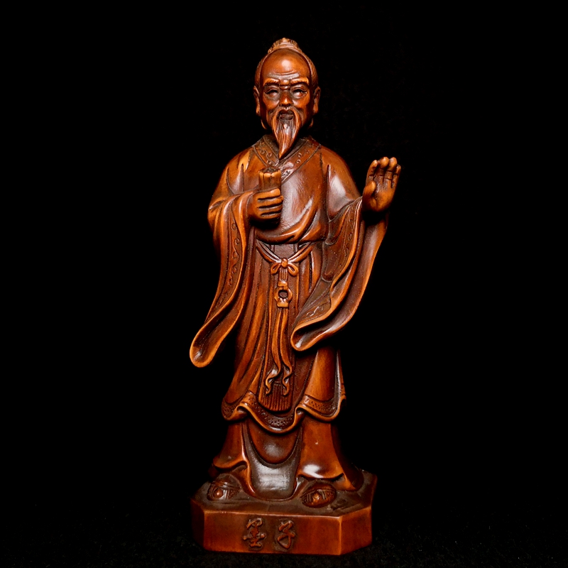 旧藏古玩黄杨木雕墨子墨翟雕像摆件桌面装饰玄关高14.8公分