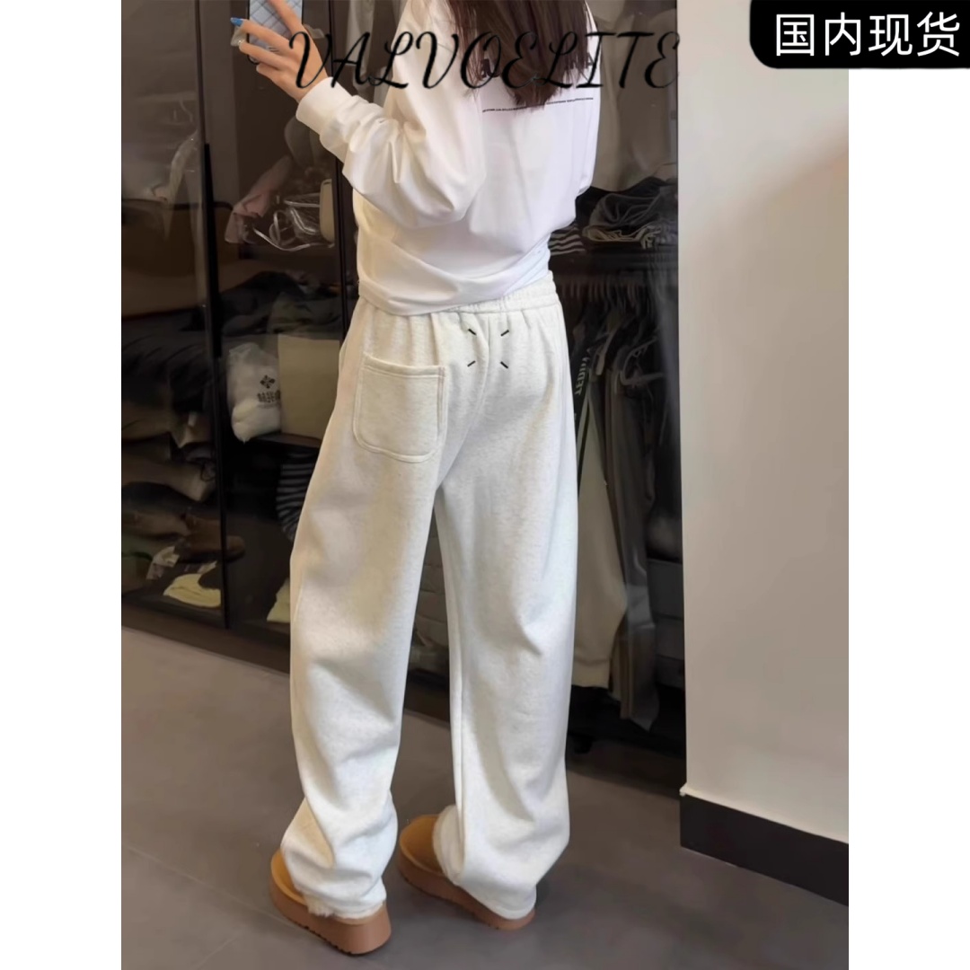 cleanfit美式弯刀卫裤男款秋冬加绒灰色裤子潮牌直筒运动休闲长裤