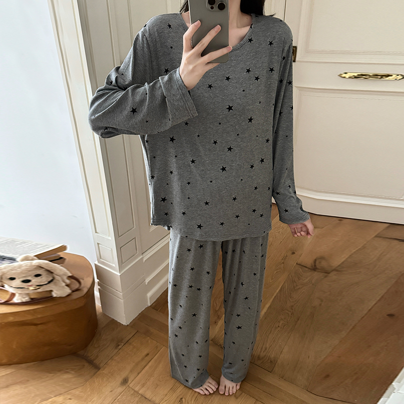 圆领睡衣女款春秋季2025年新款慵懒风高级感长袖甜美风韩版家居服