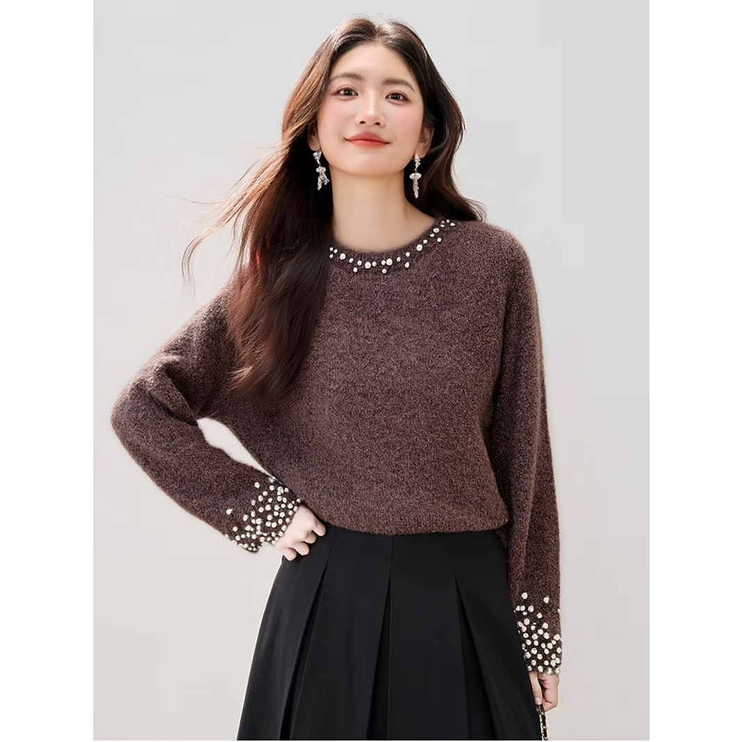 欧货重工钉珠针织衫女2025新款秋冬内搭超好看毛衣慵懒高级感冬季