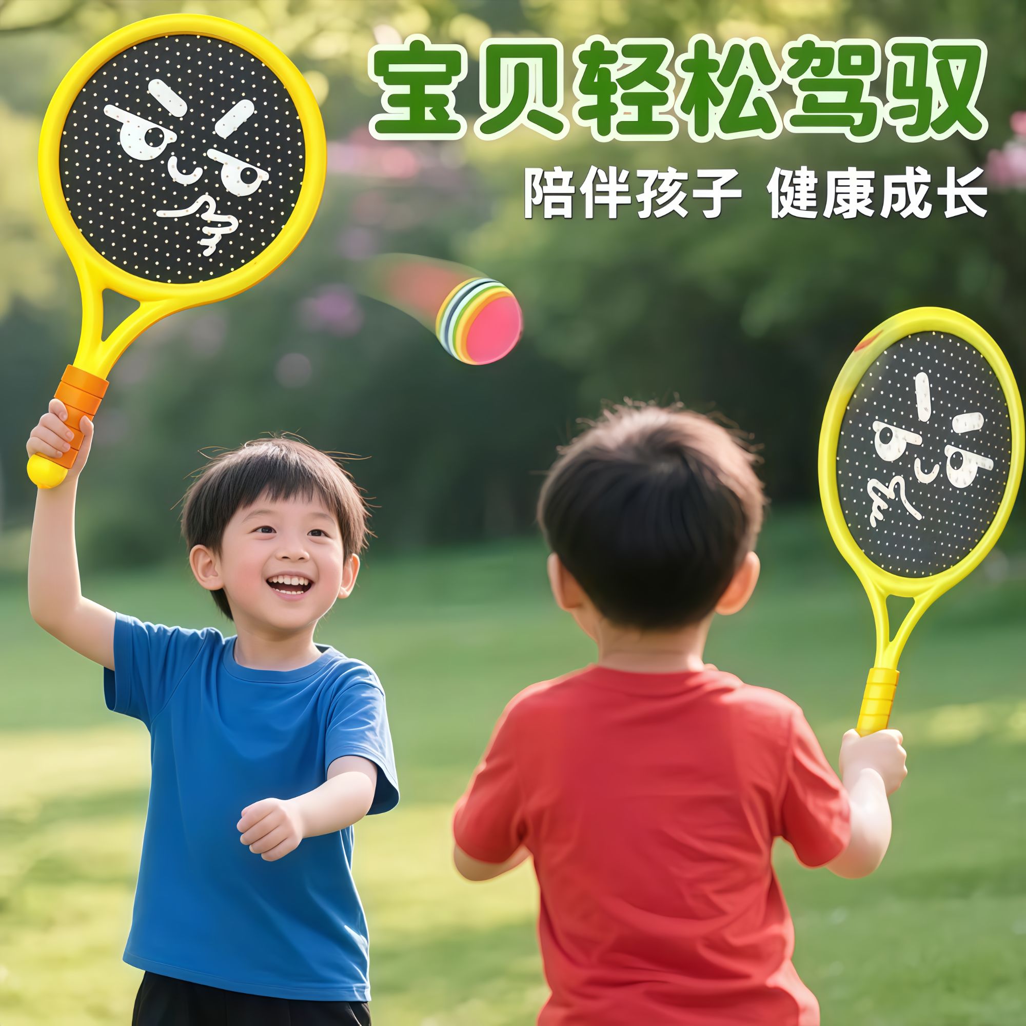 户外亲子互动健身运动屋内静音球拍儿童羽毛球拍幼儿园网球拍