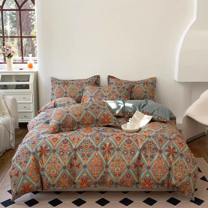 【新疆包邮】施雅迪轻奢复古磨毛欧式印花亲肤四件套碎花美式柔软