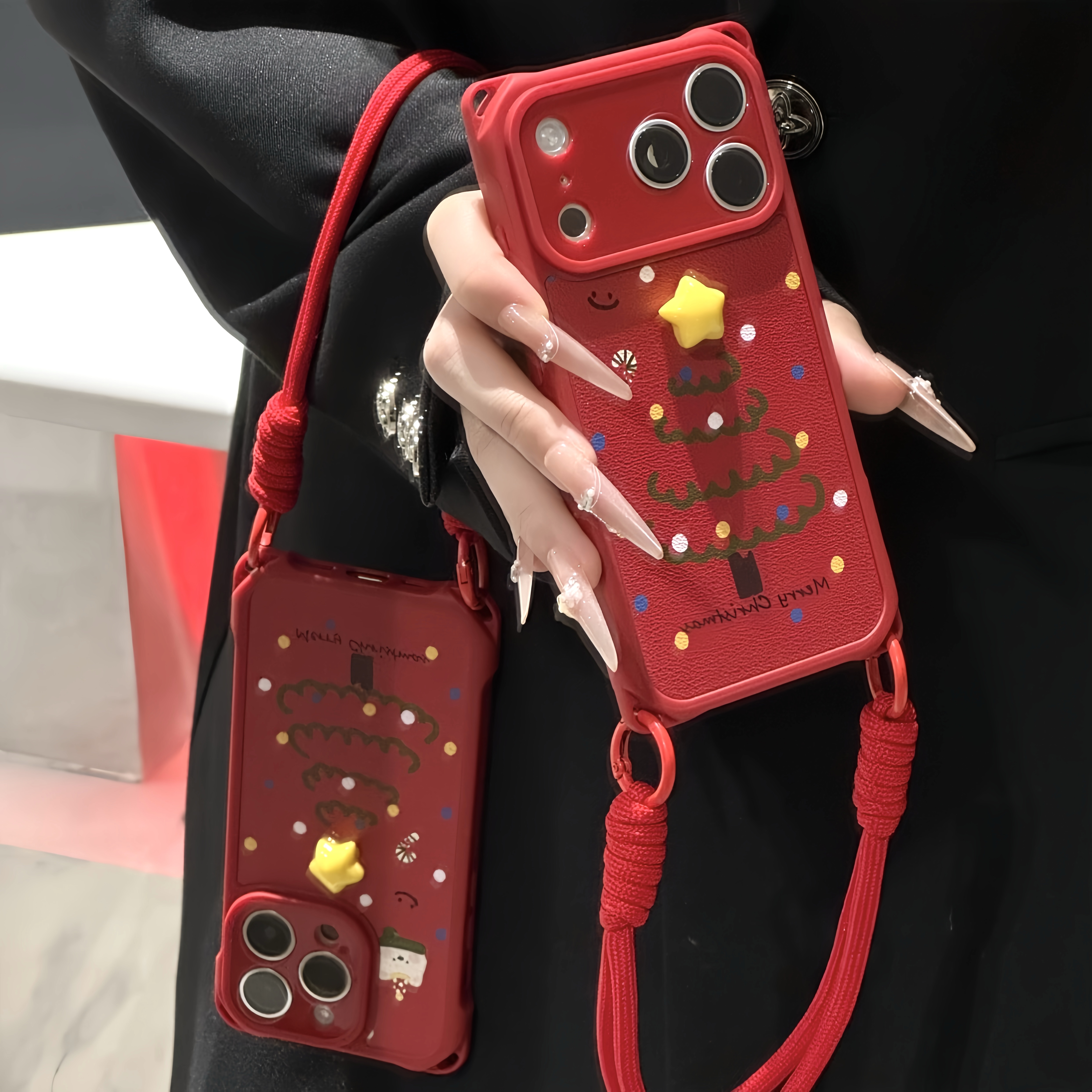 星星圣诞树挂绳适用苹果17/16promax手机壳小米15vivo华为p70oppo