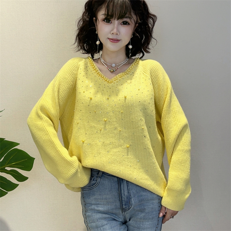 迪否重工钉珠黄色毛衣针织衫秋冬新款高级感小众女士上衣2345