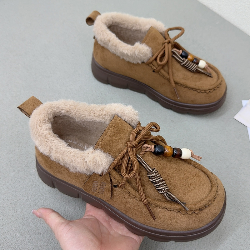 冬季新款加绒袋鼠鞋女加厚保暖雪地靴复古勃肯鞋轻便防滑毛毛棉鞋