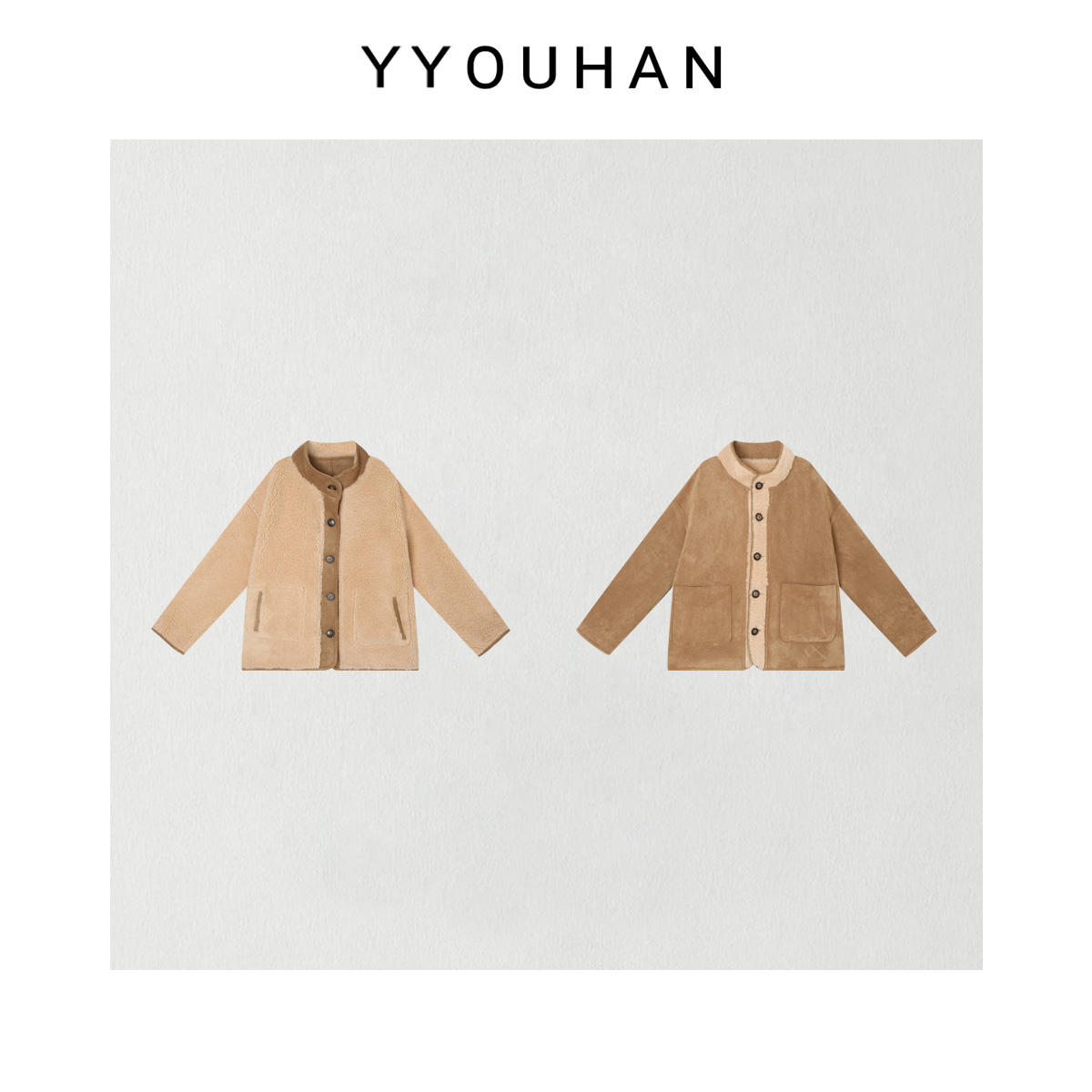 月月 年货定制【羊羔绒双面穿外套】2025冬季新款百搭 2511C8195