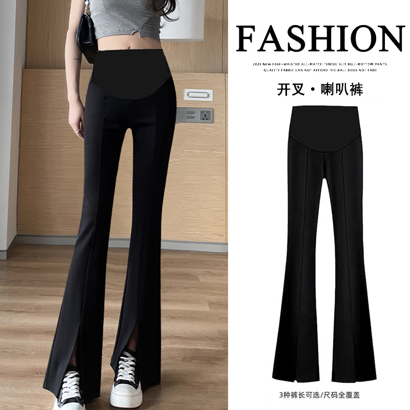 托腹孕妇裤子秋冬加绒孕中晚期爆款2025新款小个子黑色加长喇叭裤