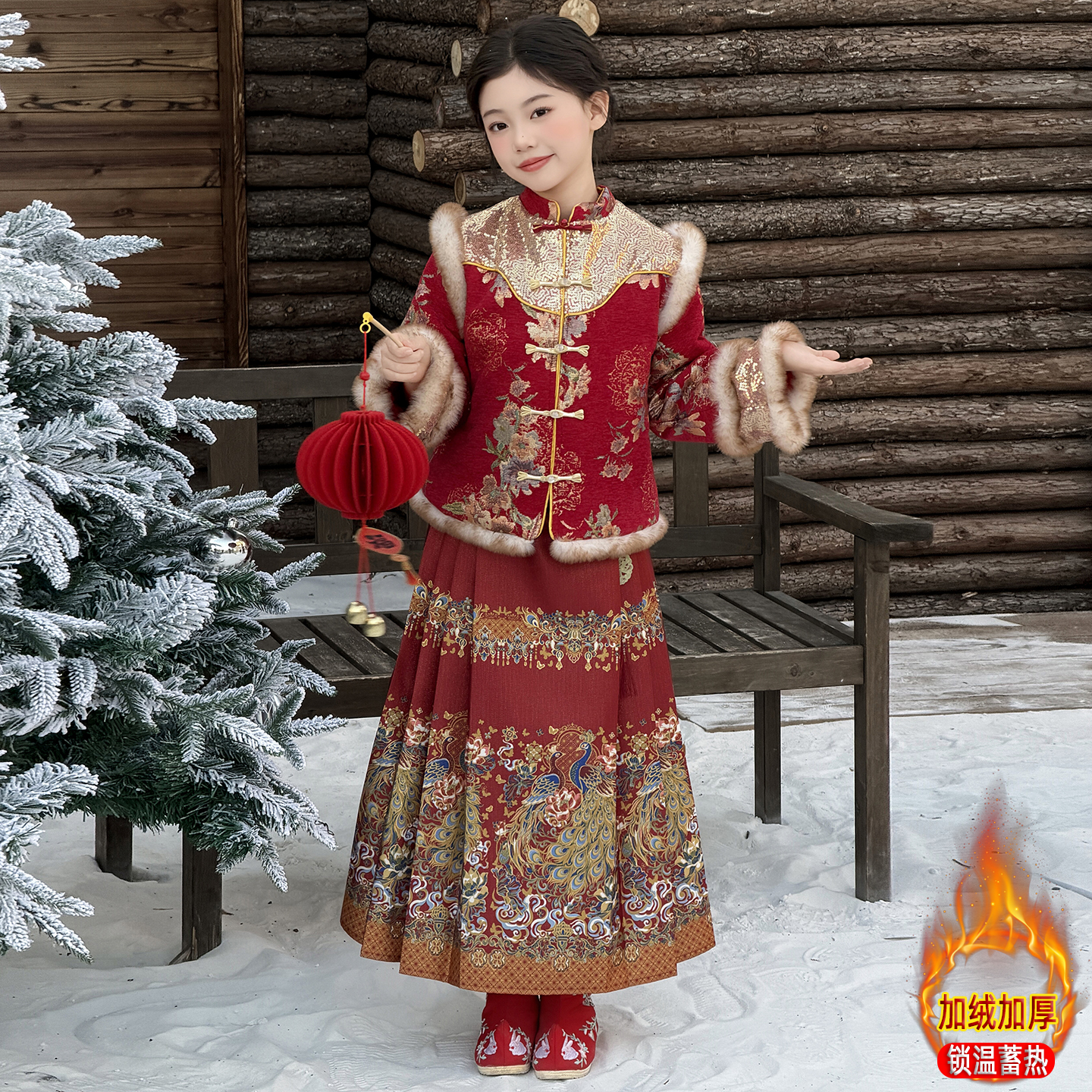 女童冬装汉服2026新款儿童新中式国风加绒唐装马面裙拜年服套装潮