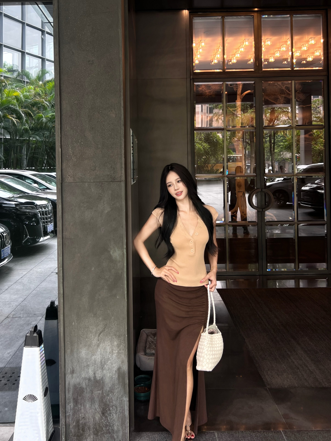 小香风针织衫T恤+辣妹性感褶皱半身裙女