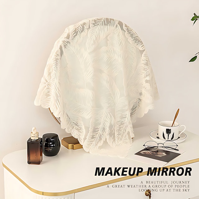 化妆台镜子遮挡帘法式网红盖布桌面简约防尘遮巾布艺装饰蕾丝化妆