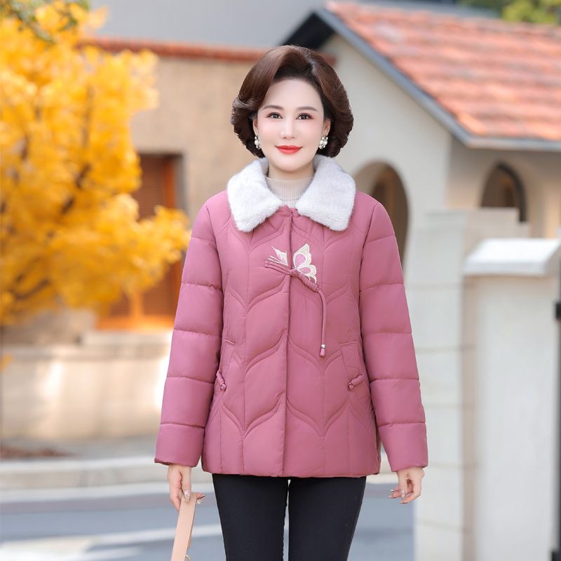 2025冬季精美绣花保暖棉服三层聚热锁温加绒棉衣妈妈奶奶孝心外套
