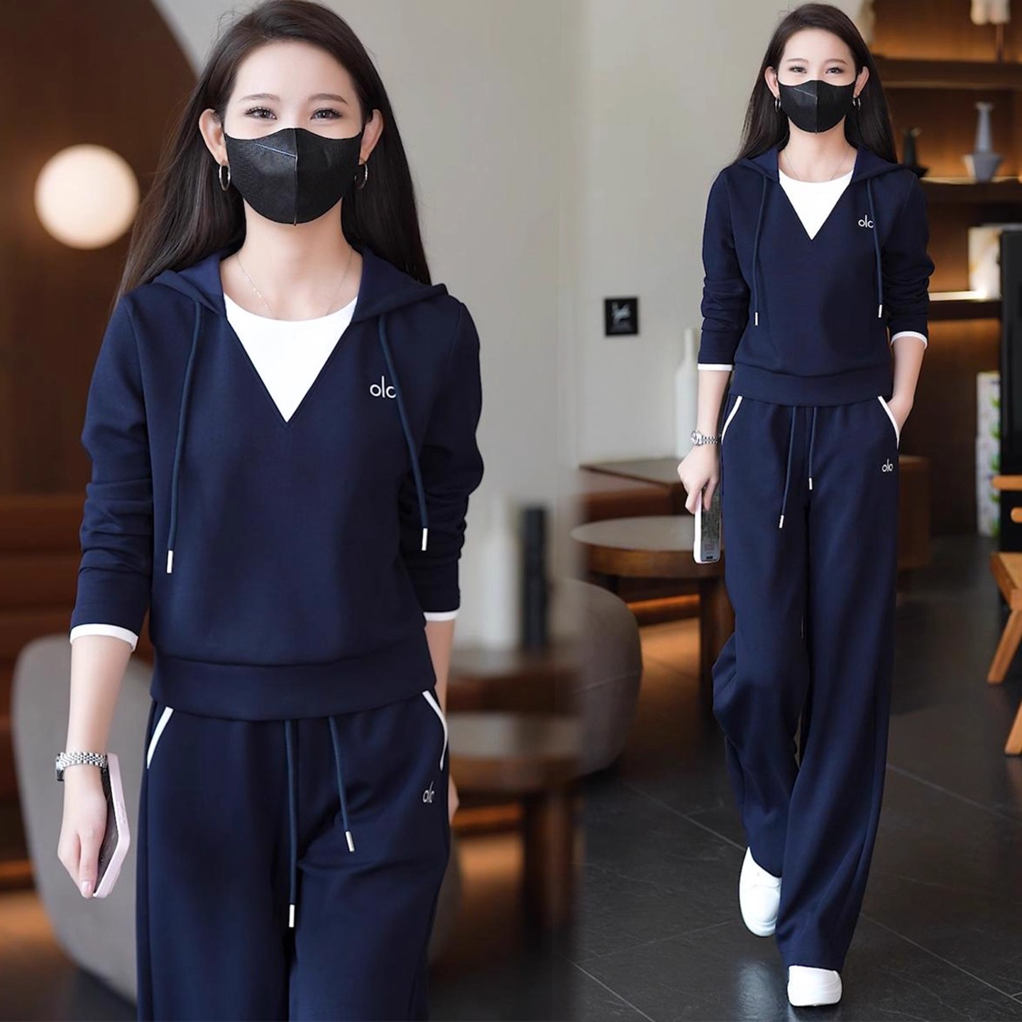 爆款休闲套装女2025秋冬新款洋气宽松上衣连帽气质减龄两件套长袖