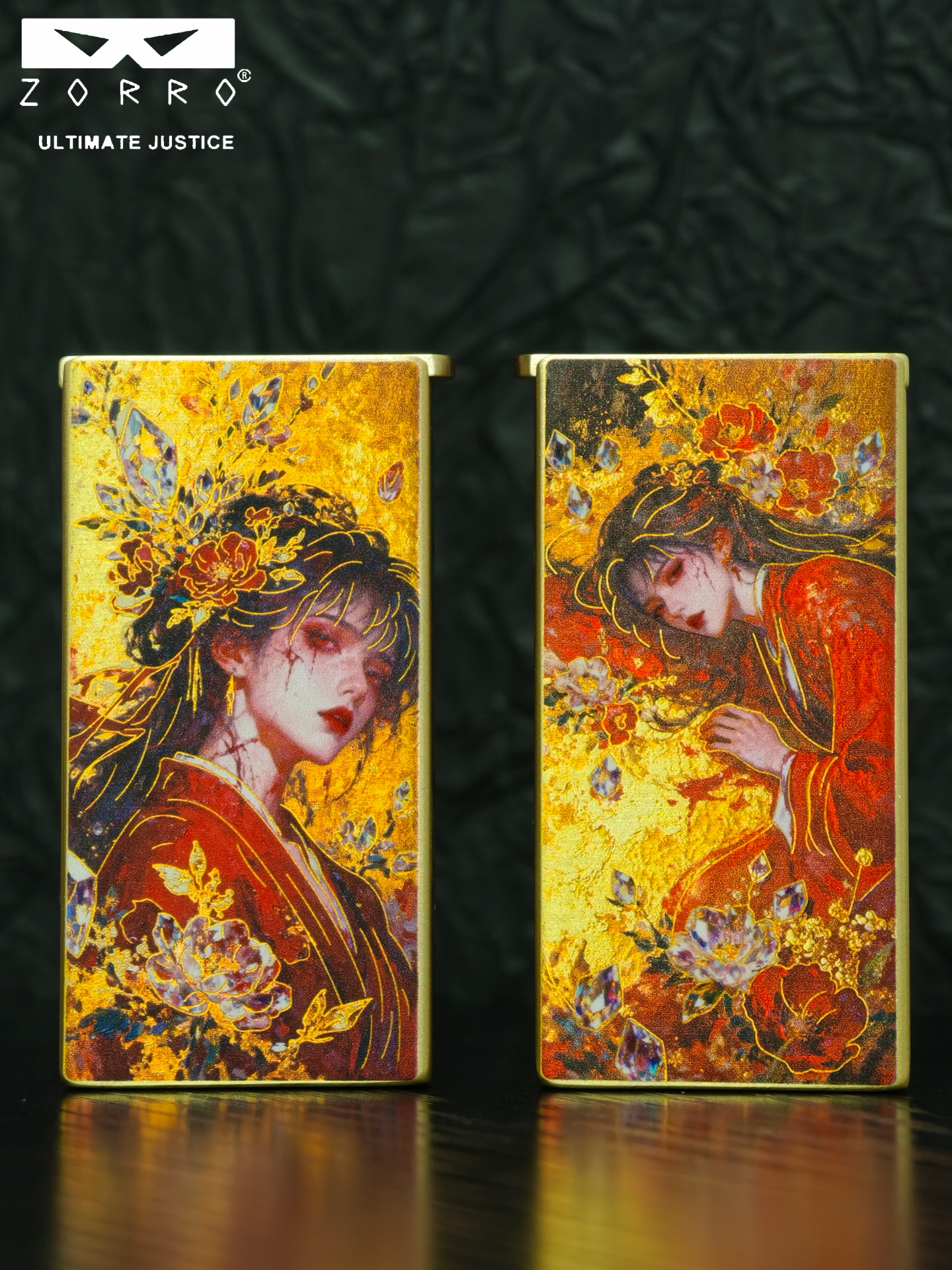 ZORRO超薄升降式鎏金描边珐琅彩绘复古高颜值送礼创意防风打火机