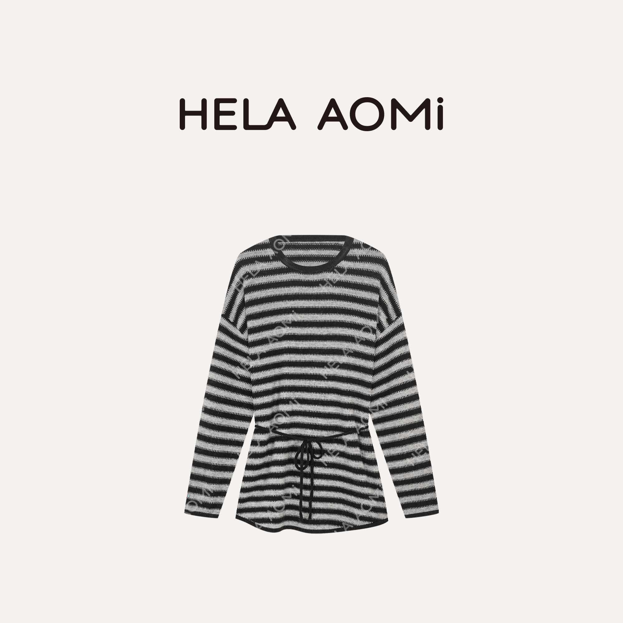 HELA AOMI “条纹骆绒”绵羊毛兔毛纤细柔软条纹针织衫CY5CC33424