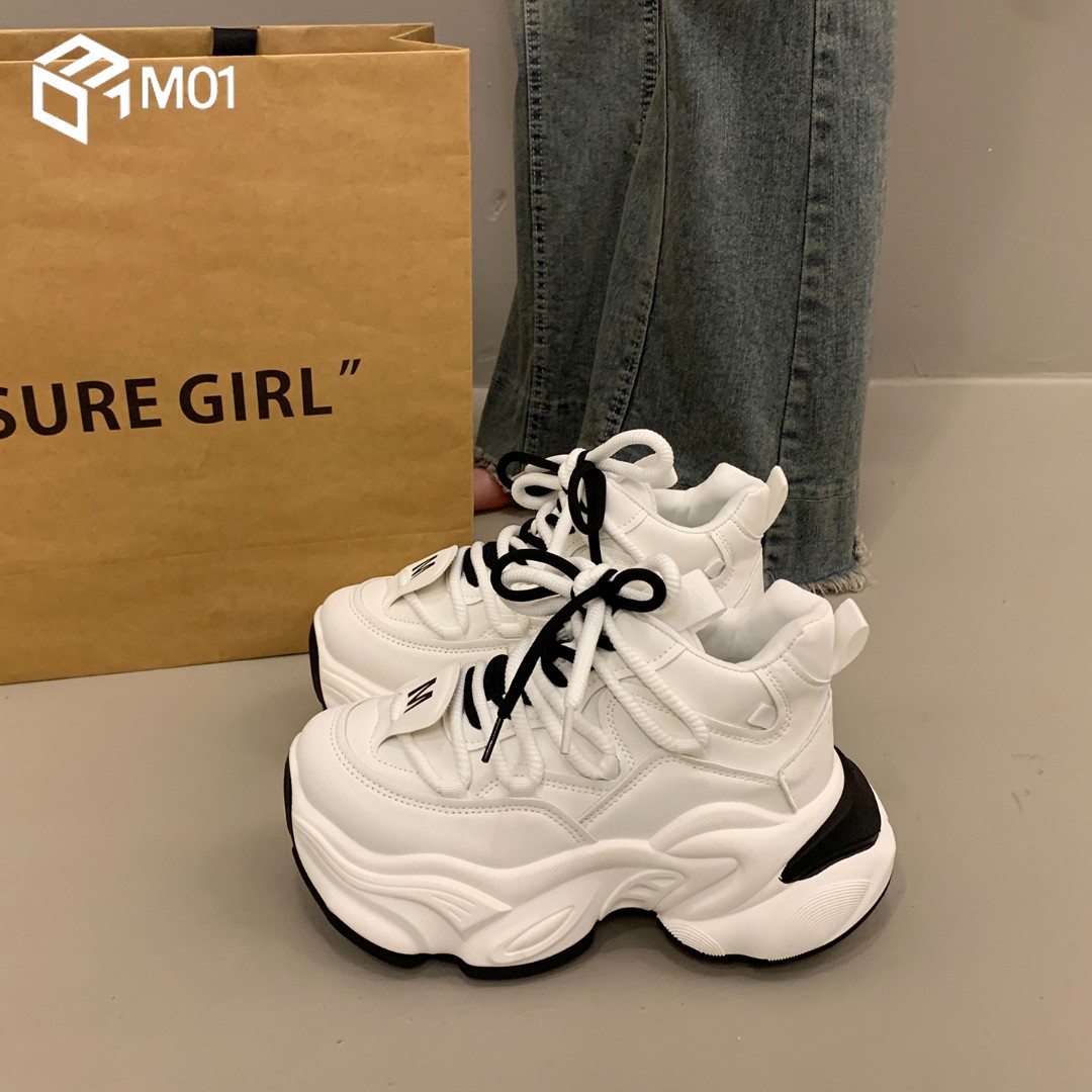 M01松糕厚底高帮老爹鞋女秋冬小个子增高新款爆款运动休闲阿甘鞋