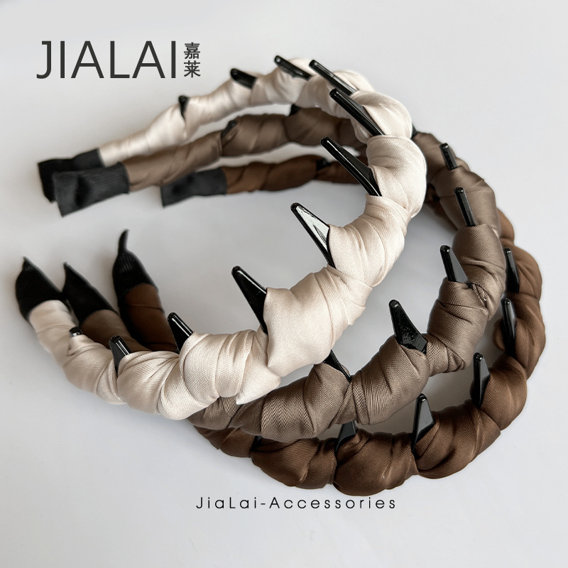 正反两戴缎面加厚反齿梳发箍2025新款高端蓬松高颅顶神器头箍发饰