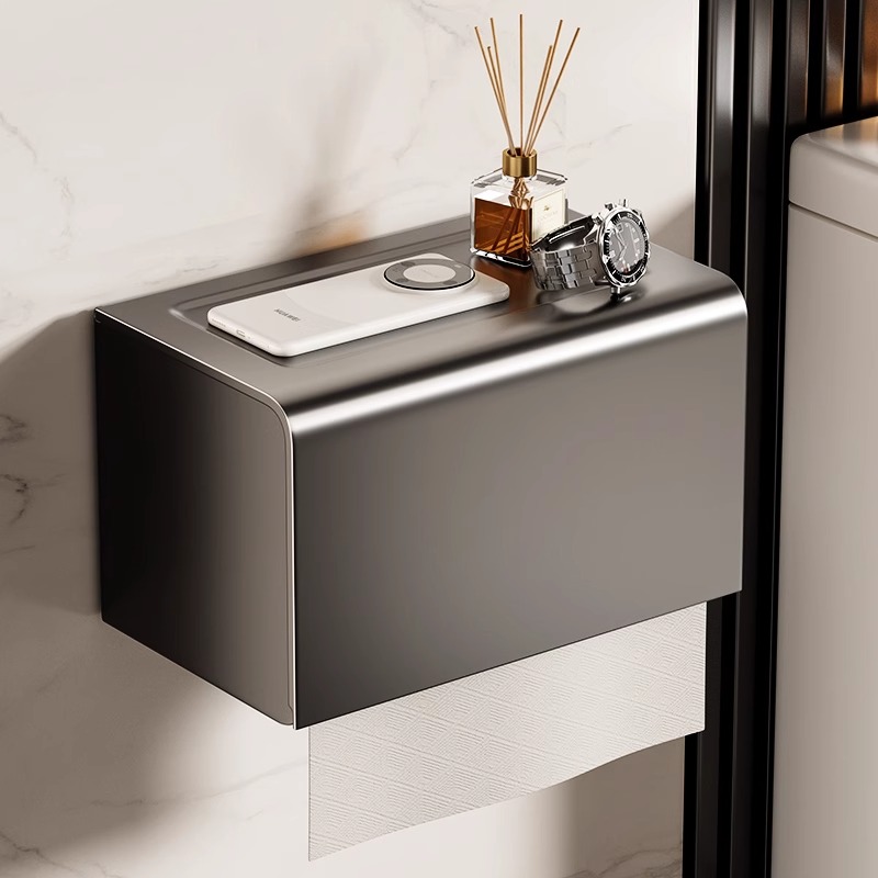 百悍卫生间厕纸盒浴室纸巾盒免打孔置物架防水壁挂厕所抽纸收纳架