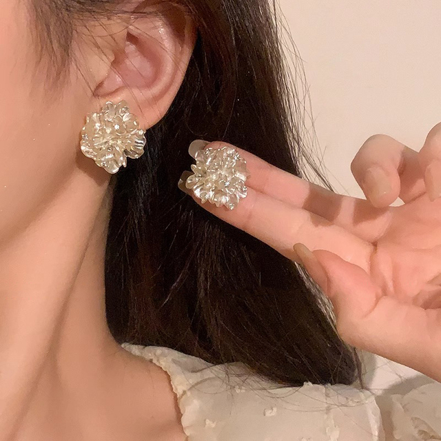 阿吉豆925银针时尚花朵锆石耳钉简约小众设计耳环冷淡风精致耳饰