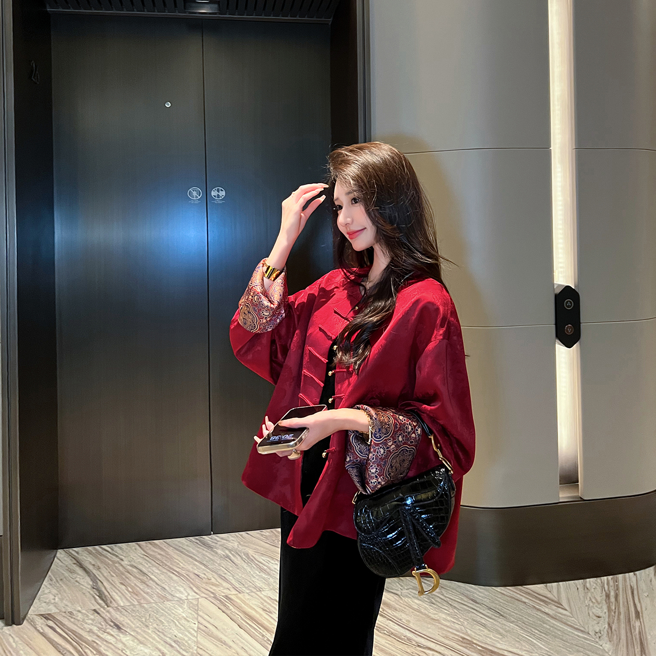 红色新中式国风外套女2025秋冬季新款高级感唐装高端盘扣时尚上衣