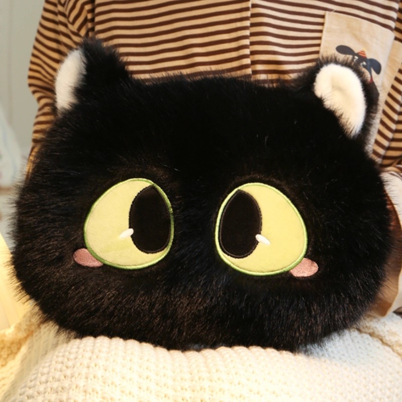 可爱猫咪暖手袋可拆洗毛茸茸大眼萌玩偶暖手宝充电毛绒抱枕热水袋