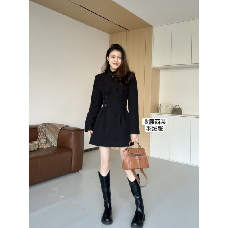 张阿星【北海道大衣】新国标90绒收腰保暖气质修身设计感羽绒外套