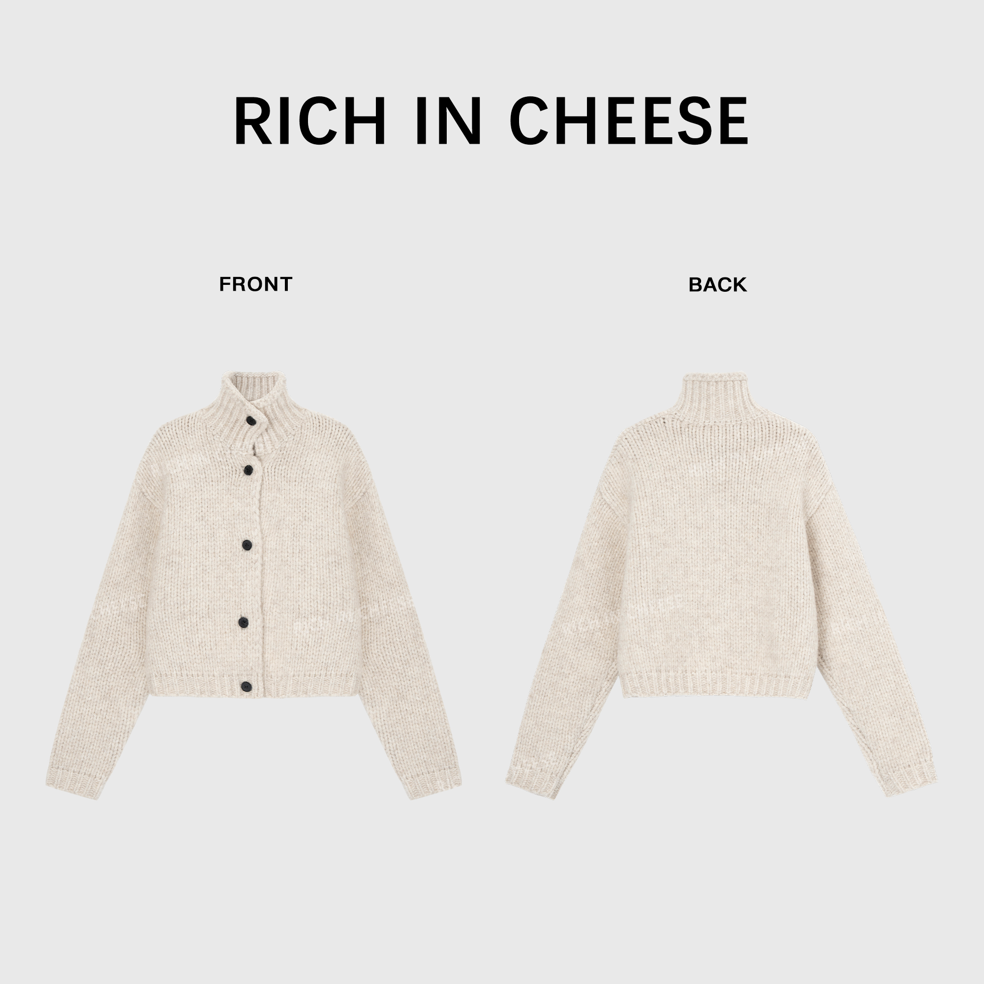 RICHINCHEESE 韩系奶咖 绵羊毛秋冬百搭慵懒风短款气质立领毛衣