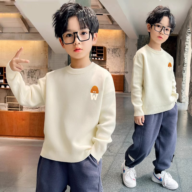 FAVMARTHA男童毛衣炸街秋冬款中大童痞帅针织衫儿童秋装男孩圆领