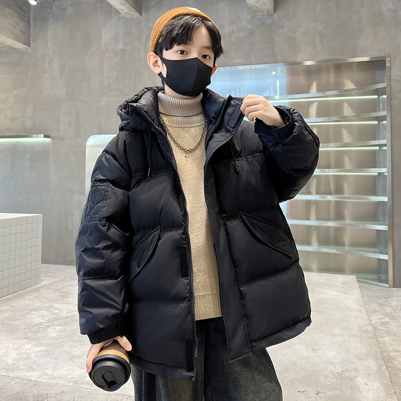 秋冬款男童黑色加厚羽绒服外套新款儿童白鸭绒中大童保暖冬季潮流