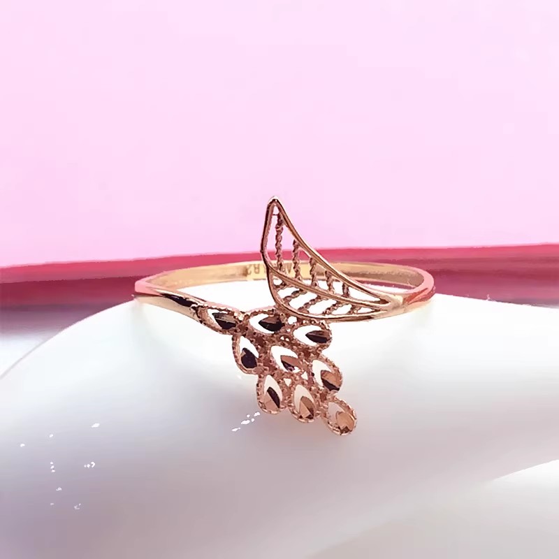 孔雀戒指时尚华丽气质14K玫瑰金戒指精致小巧