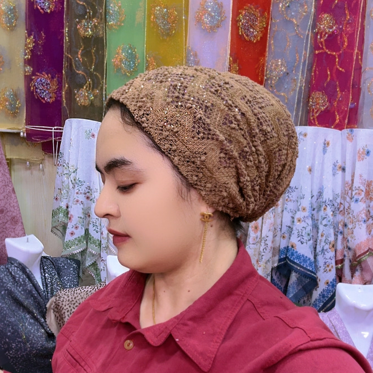 圆顶包头帽镂空堆堆帽针织百搭薄款无檐休闲时尚帽子法式大檐春季