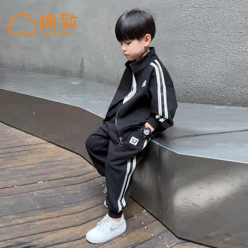 棉致儿童套装春秋男童韩版休闲帅气时尚洋气秋季中小童运动春秋款