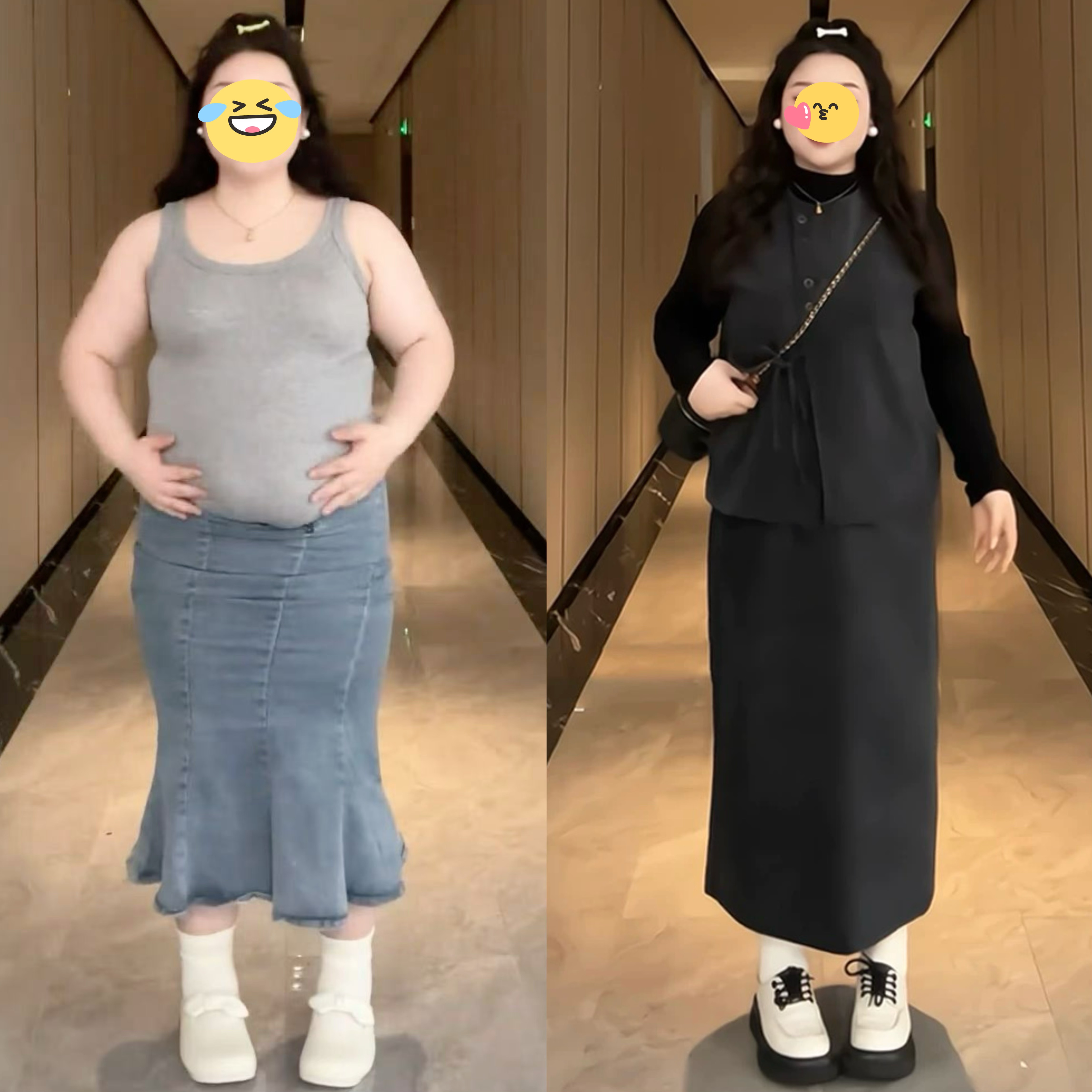 大码女装胖MM复古风长袖打底衫＋马甲＋半身裙2025秋季显瘦套装