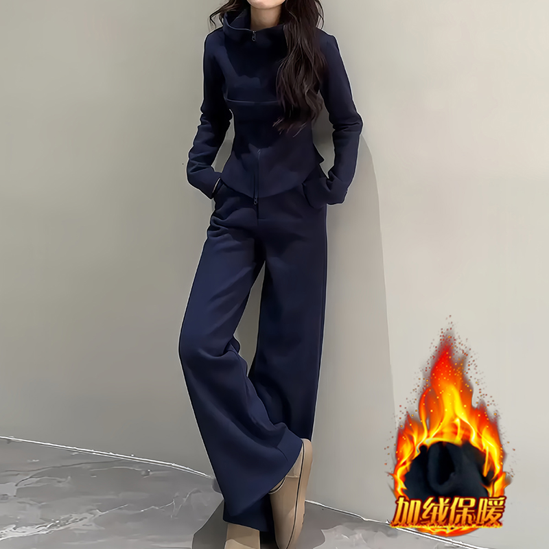 高含棉小个子休闲运动套装女2025年秋冬新款连帽卫衣阔腿裤两件套