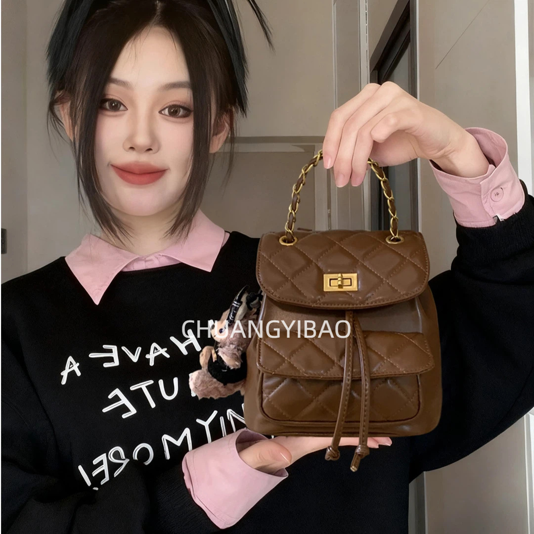 超火小香风菱格链条双肩包女2025新款高级小众不撞款巨好看背包女