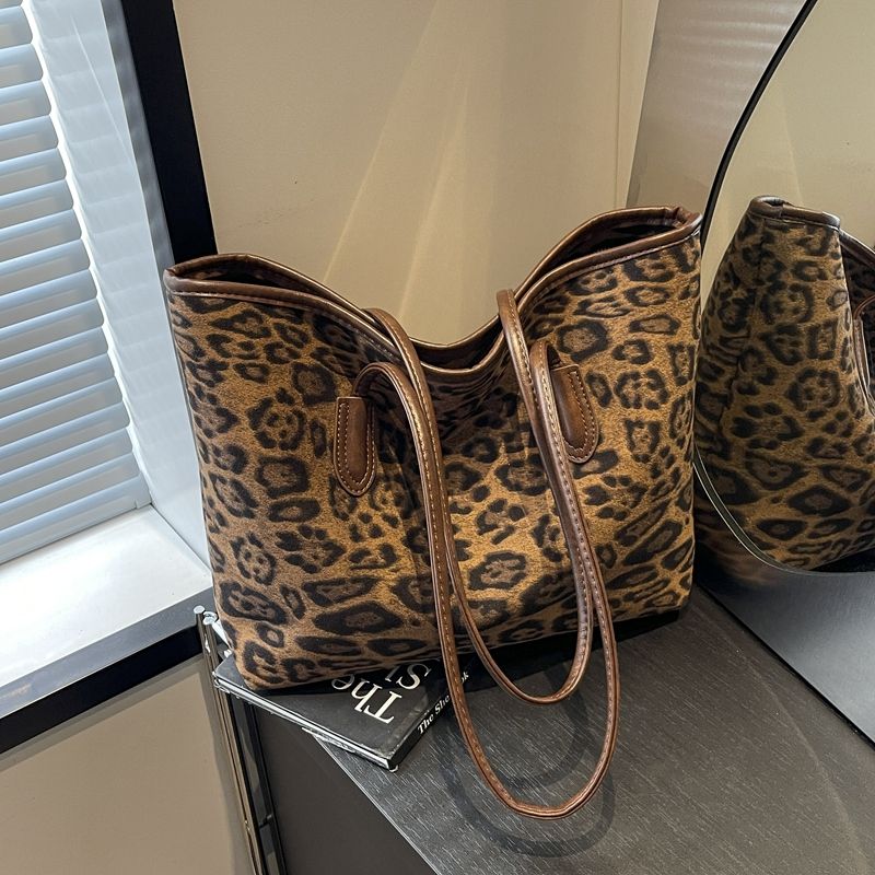 高级豹纹女包大容量大包2025新款时尚百搭包包单肩手提通勤托特包